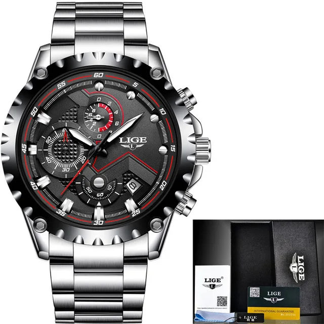 2025 Men Watch Fashion Quartz Watch Mens Top Brand Luxury All Steel Business Waterproof Sport Watch Relogio Masculino+BOX - MOBITECH WATCH