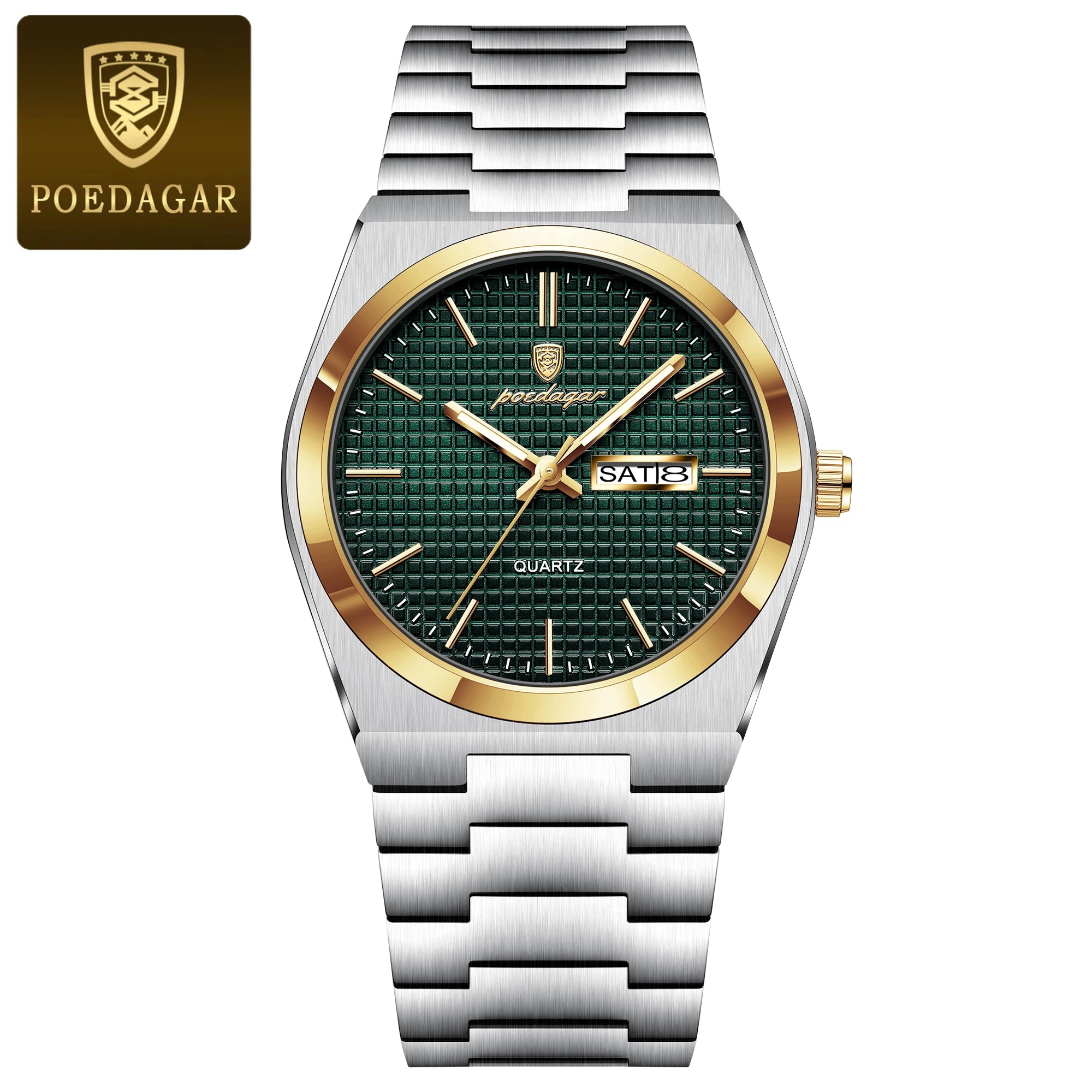 POEDAGAR Luxury Sport Man Watch Military Waterproof Luminous Date Week Men Watch Stainless Steel Quartz Men's Watches Male Clock - MOBITECH WATCH