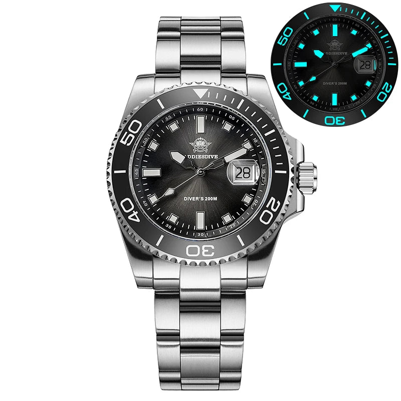 ADDIESDIVE New AD2089 Dive Watch 41mm Ceramic Bezel 200m Waterproof Japanese Quartz Watches BGW9 Luminous Stainless Steel Strap - MOBITECH WATCH