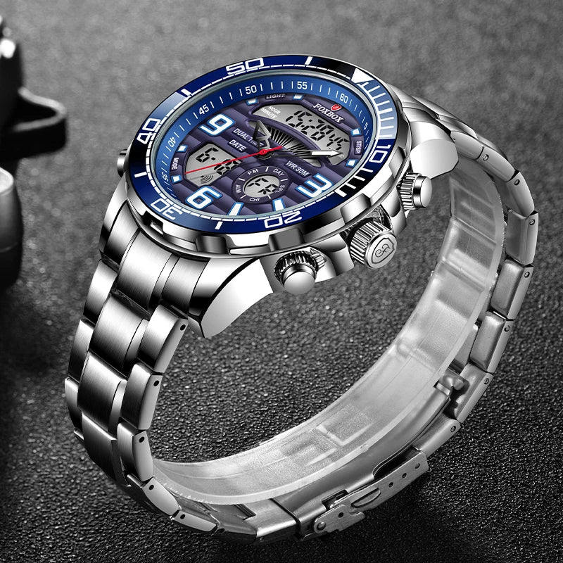 Foxbox Digital Mens Watches Top Luxury Sport Quartz Wristwatch For Men All Steel Military Waterproof Clock+Box - MOBITECH  WATCH