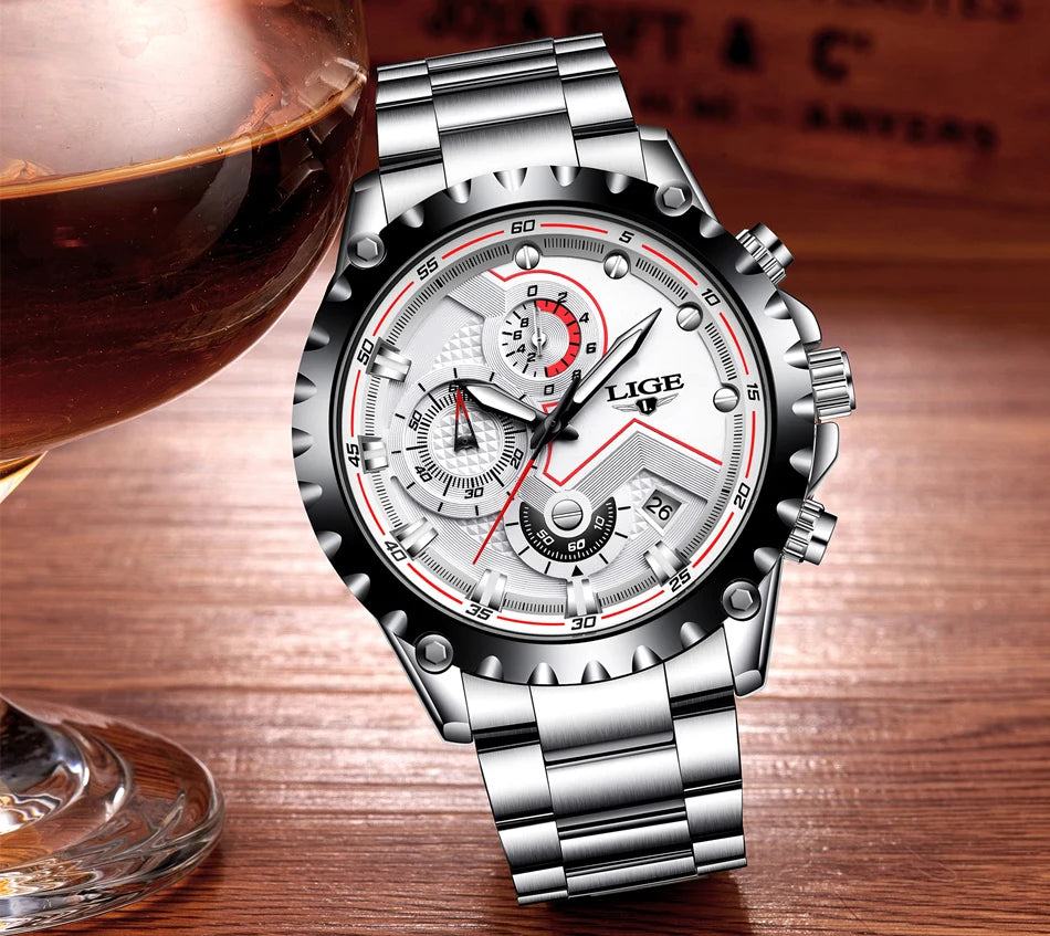2025  Men Watch Fashion Quartz Watch Mens Top Brand Luxury All Steel Business Waterproof Sport Watch Relogio Masculino+BOX - MOBITECH  WATCH