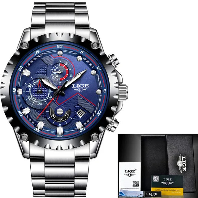 2025  Men Watch Fashion Quartz Watch Mens Top Brand Luxury All Steel Business Waterproof Sport Watch Relogio Masculino+BOX - MOBITECH  WATCH