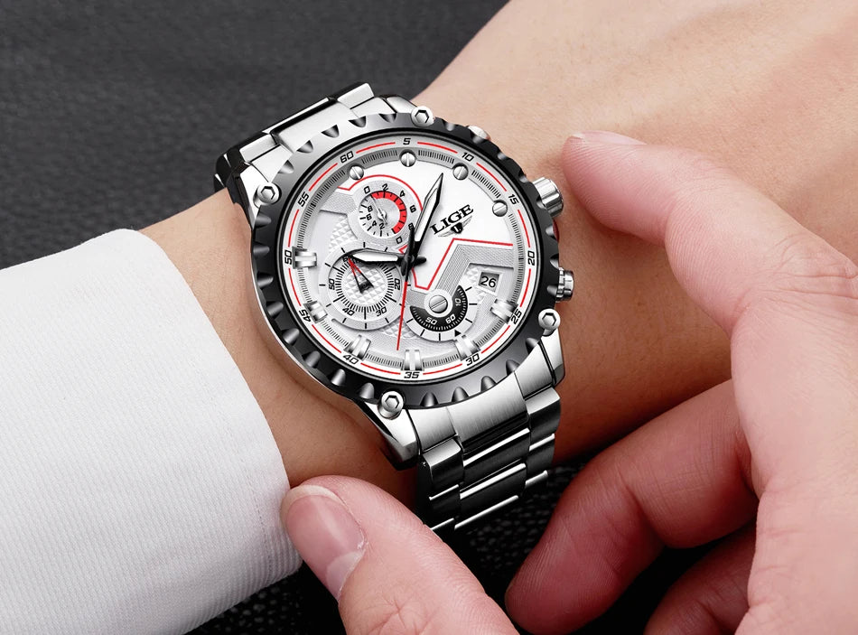 2025  Men Watch Fashion Quartz Watch Mens Top Brand Luxury All Steel Business Waterproof Sport Watch Relogio Masculino+BOX - MOBITECH  WATCH