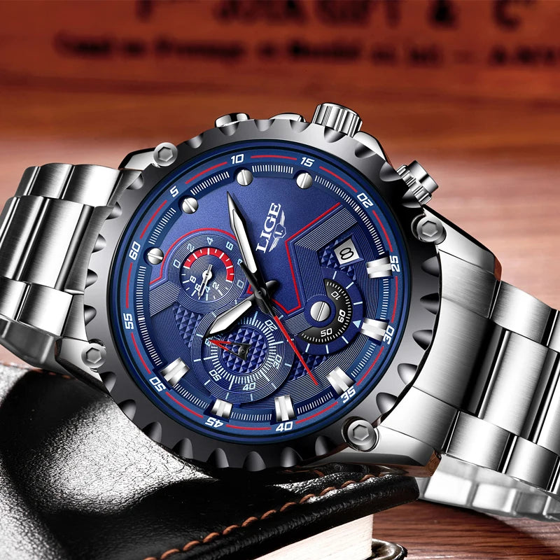 2025  Men Watch Fashion Quartz Watch Mens Top Brand Luxury All Steel Business Waterproof Sport Watch Relogio Masculino+BOX - MOBITECH  WATCH