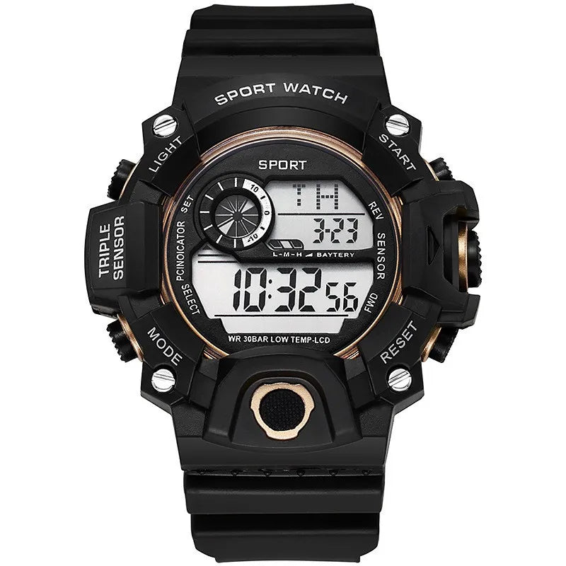Fashion Men's Watch Sports Electronic Wristwatch Large dial Multifunctional Waterproof Luminous Alarm Kids Male's Military Watch - MOBITECH  WATCH