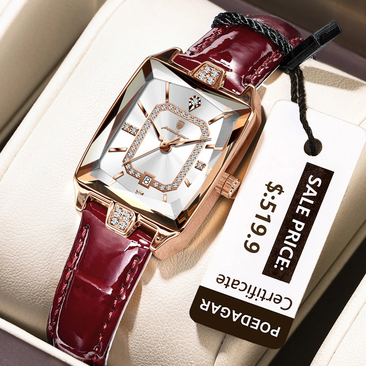 Luxury High Quality Women Wristwatch Waterproof Date Rectangle Watch For Woman Leather Quartz Women's Watches Reloj+Box - MOBITECH  WATCH