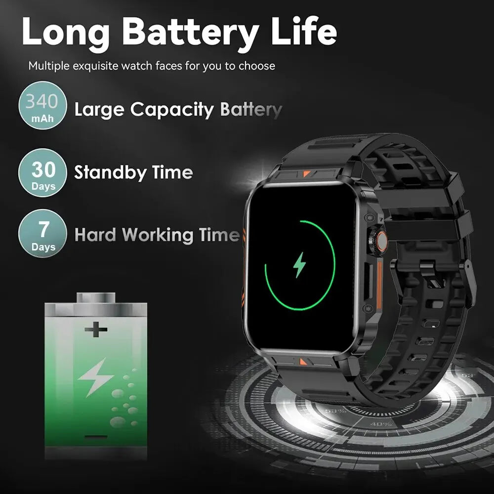 SENBONO 1.95inch Outdoor Military Smart Watch Men Bluetooth Call Smartwatch For Android IOS IP68 Waterproof Sports Ftiness Watch - MOBITECH  WATCH