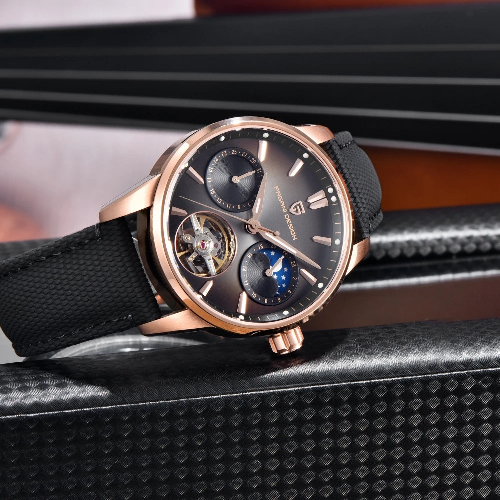 PAGANI DESIGN 2025 41MM Pilot's Hollow Moon Phase Leisure Fashion Men Mechanical Watch Sapphire Glass Automatic Watches PD-YS021 - MOBITECH  WATCH