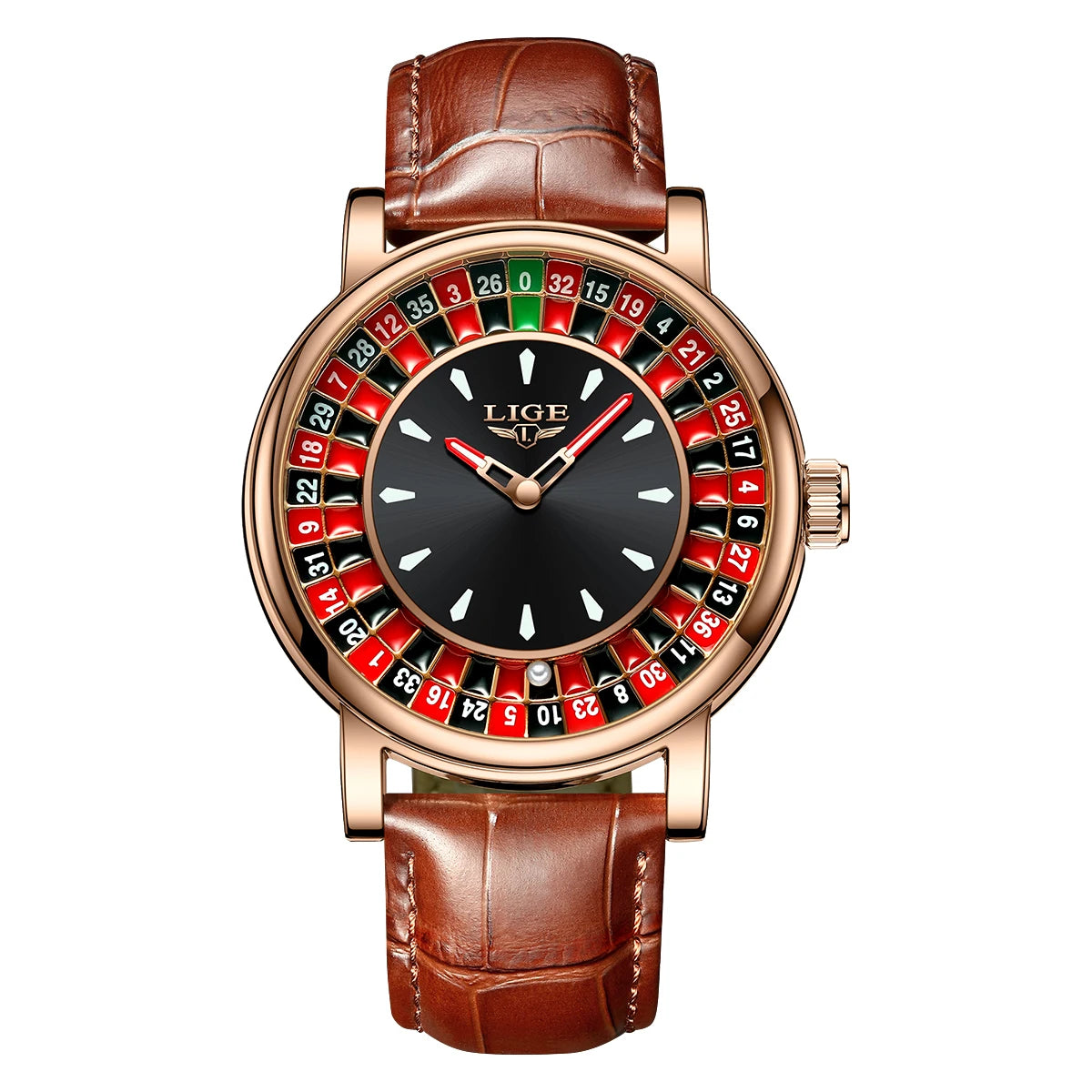 Quartz Man Watch Fashion Luxury Creative Roulette Game Dial Design Leather Casual Life Waterproof Watches for Men Gifts+Box - MOBITECH  WATCH