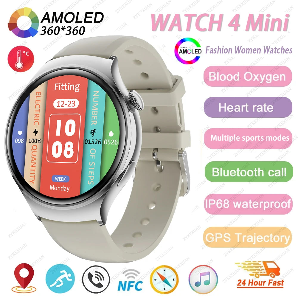 Fashion WATCH 4 Smart Watch Women 360*360 AMOLED HD Screen GPS NFC IP68 Waterproof Heart Rate Health Monitor Smartwatch 2025 New - MOBITECH  WATCH
