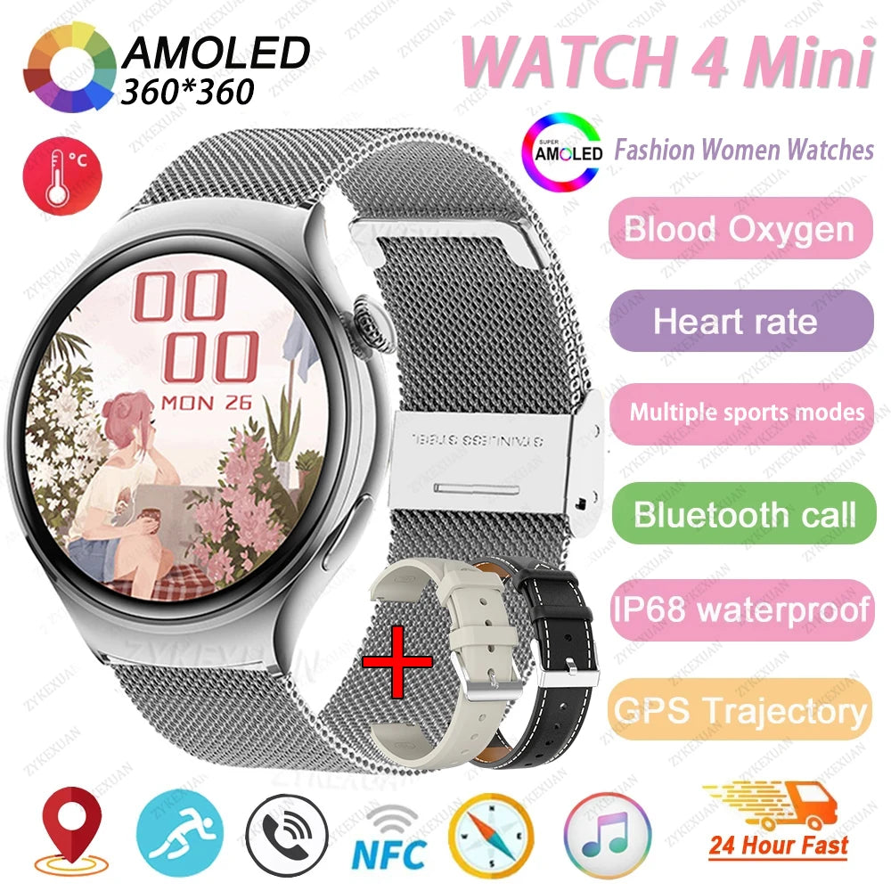 Fashion WATCH 4 Smart Watch Women 360*360 AMOLED HD Screen GPS NFC IP68 Waterproof Heart Rate Health Monitor Smartwatch 2025 New - MOBITECH  WATCH