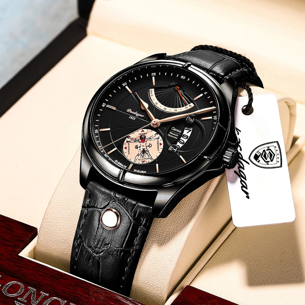 Luxury Business Men's Quartz Wristwatch Waterproof Luminous Date Leather Man Watch Fashion Watches For Men Reloj Hombre - MOBITECH  WATCH