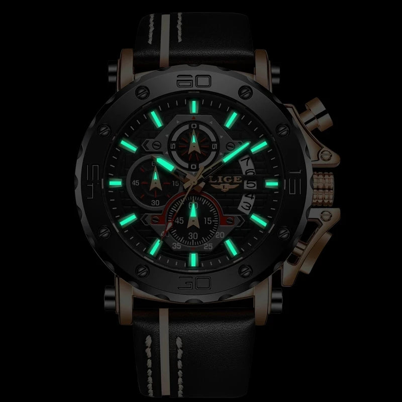 New Business Learther Mens Watches Top Brand Luxury Quartz Watch For Men Waterproof Sport Big Dial Military Wristwatch - MOBITECH  WATCH