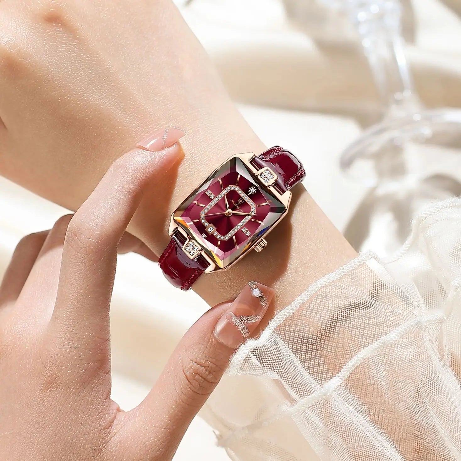 Luxury High Quality Women Wristwatch Waterproof Date Rectangle Watch For Woman Leather Quartz Women's Watches Reloj+Box - MOBITECH  WATCH