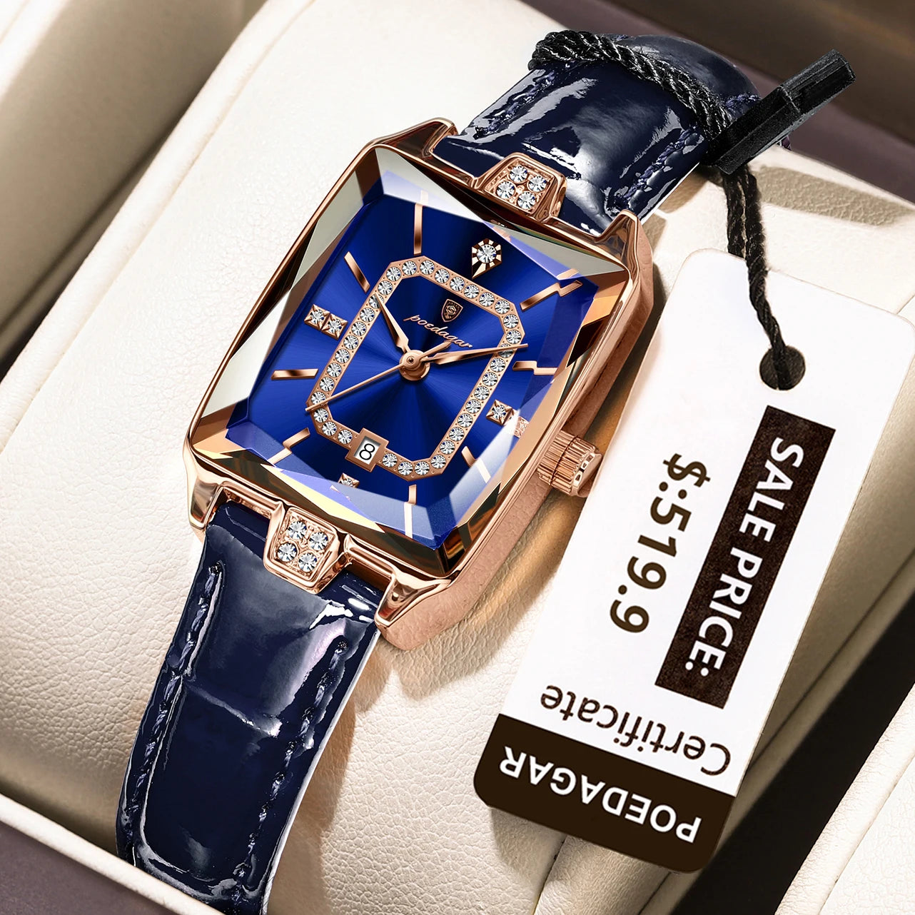 Luxury High Quality Women Wristwatch Waterproof Date Rectangle Watch For Woman Leather Quartz Women's Watches Reloj+Box - MOBITECH  WATCH