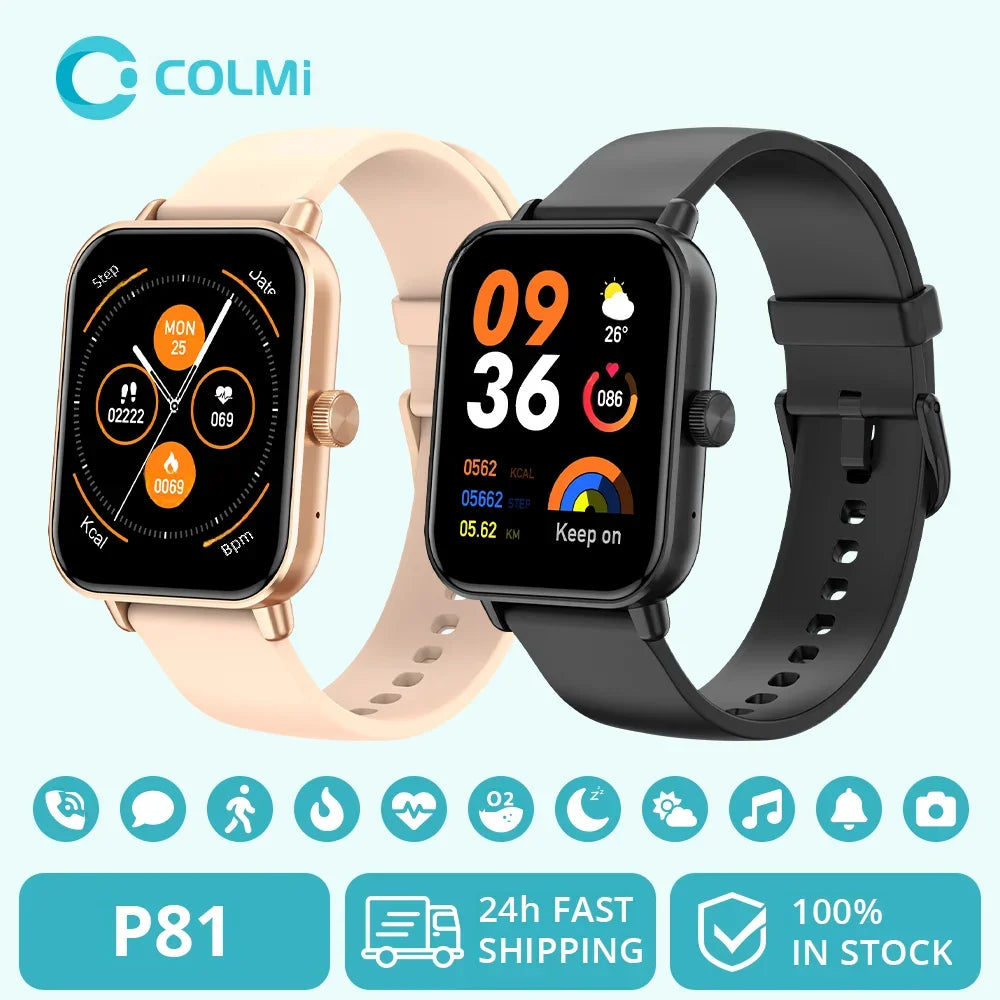 COLMI P81 Voice Calling Smart Watch Ultra 1.9 inch Screen 24H Health Monitor 100+ Sports Modes, Bluetooth Smartwatch Men Women - MOBITECH  WATCH
