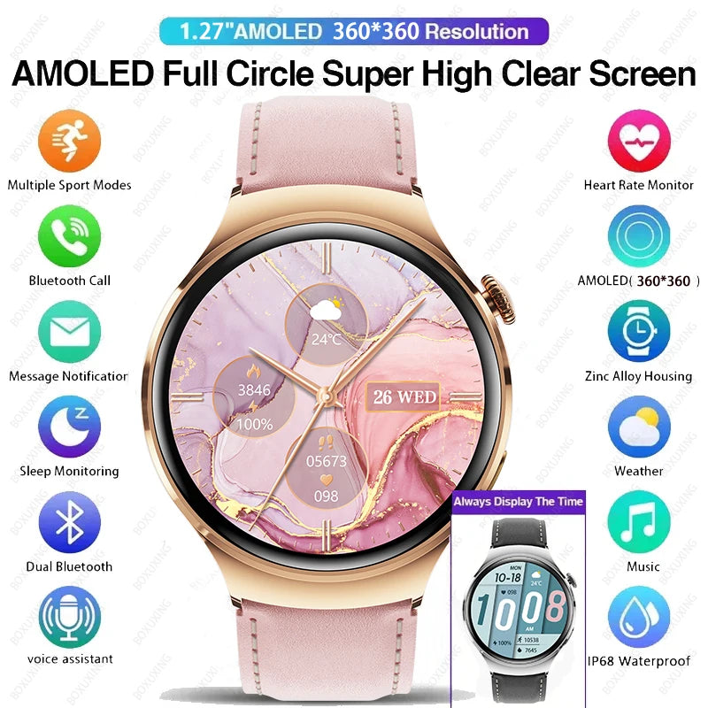 Fashion WATCH 4 Smart Watch Women 360*360 AMOLED HD Screen GPS NFC IP68 Waterproof Heart Rate Health Monitor Smartwatch 2025 New - MOBITECH  WATCH
