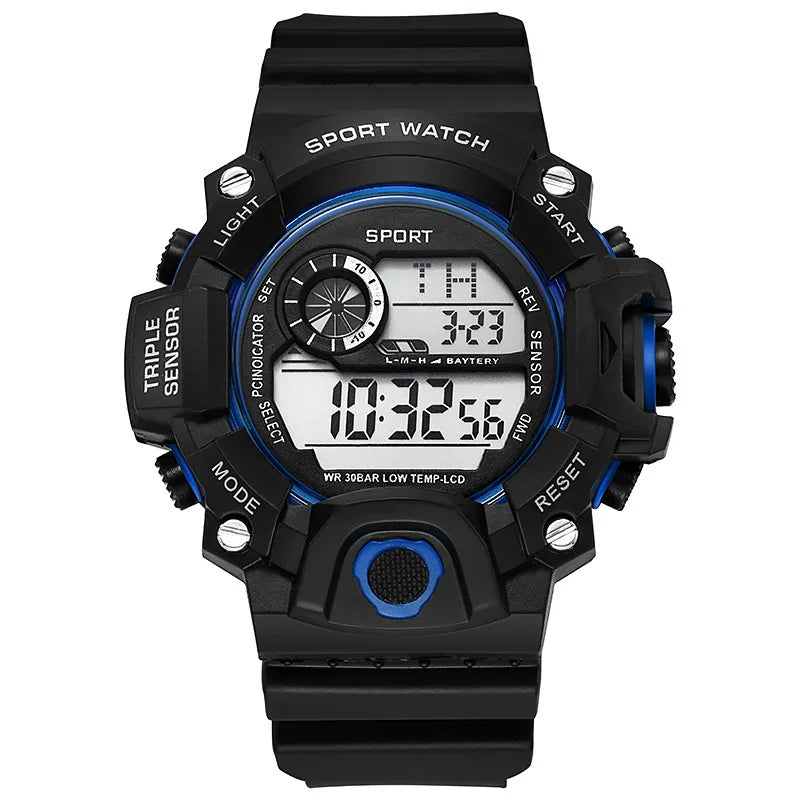Fashion Men's Watch Sports Electronic Wristwatch Large dial Multifunctional Waterproof Luminous Alarm Kids Male's Military Watch - MOBITECH  WATCH