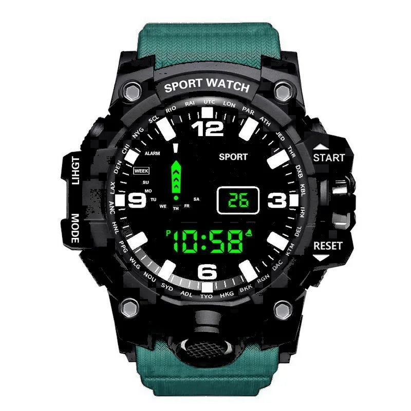 Fashion Men's Watch Sports Electronic Wristwatch Large dial Multifunctional Waterproof Luminous Alarm Kids Male's Military Watch - MOBITECH  WATCH