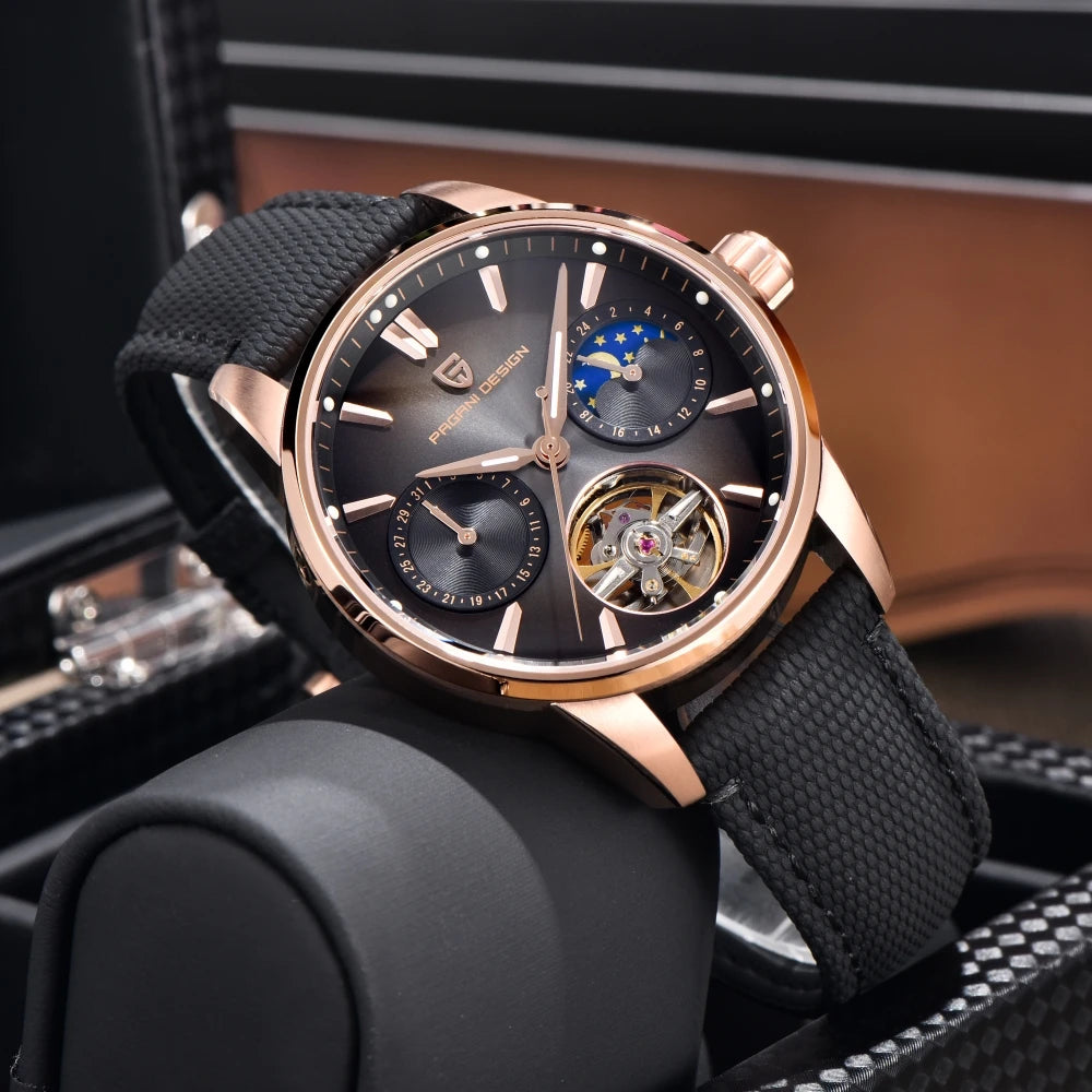 PAGANI DESIGN 2025 41MM Pilot's Hollow Moon Phase Leisure Fashion Men Mechanical Watch Sapphire Glass Automatic Watches PD-YS021 - MOBITECH  WATCH