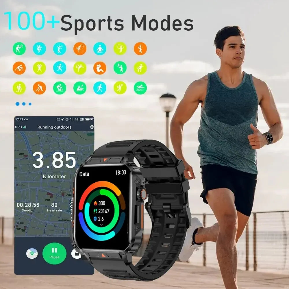 SENBONO 1.95inch Outdoor Military Smart Watch Men Bluetooth Call Smartwatch For Android IOS IP68 Waterproof Sports Ftiness Watch - MOBITECH  WATCH