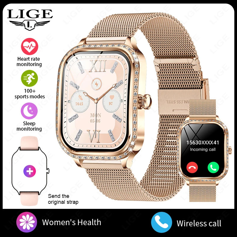 LIGE Smart Watch Women Waterproof Bluetooth Call Sports Fitness Heart Rate Monitor Smartwatch Mujer Digital Women's Smartwatches - MOBITECH  WATCH