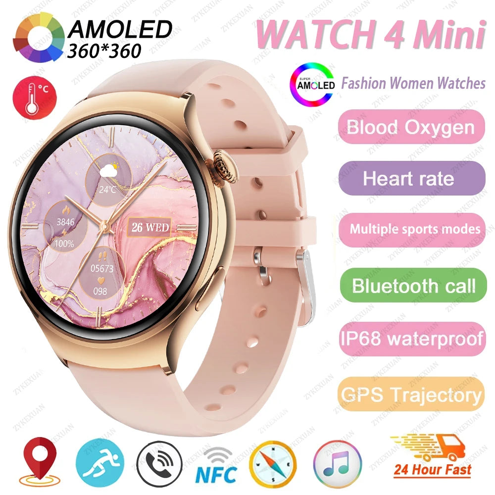 Fashion WATCH 4 Smart Watch Women 360*360 AMOLED HD Screen GPS NFC IP68 Waterproof Heart Rate Health Monitor Smartwatch 2025 New - MOBITECH  WATCH