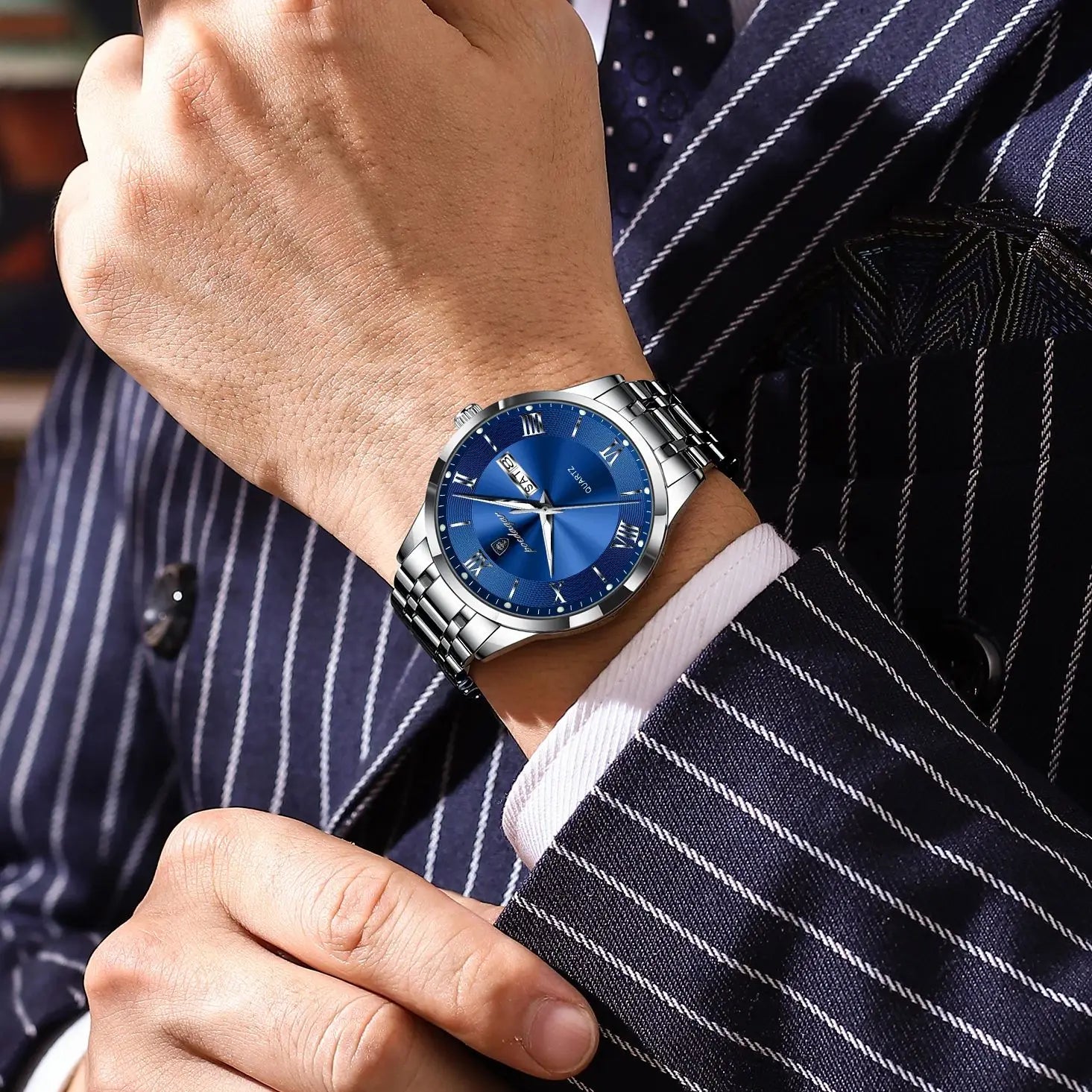 POEDAGAR Luxury Casual Watch For Man Date Week Waterproof Luminous Stainless Steel Men Watch Sport Quartz Men's Watches Male+Box - MOBITECH  WATCH