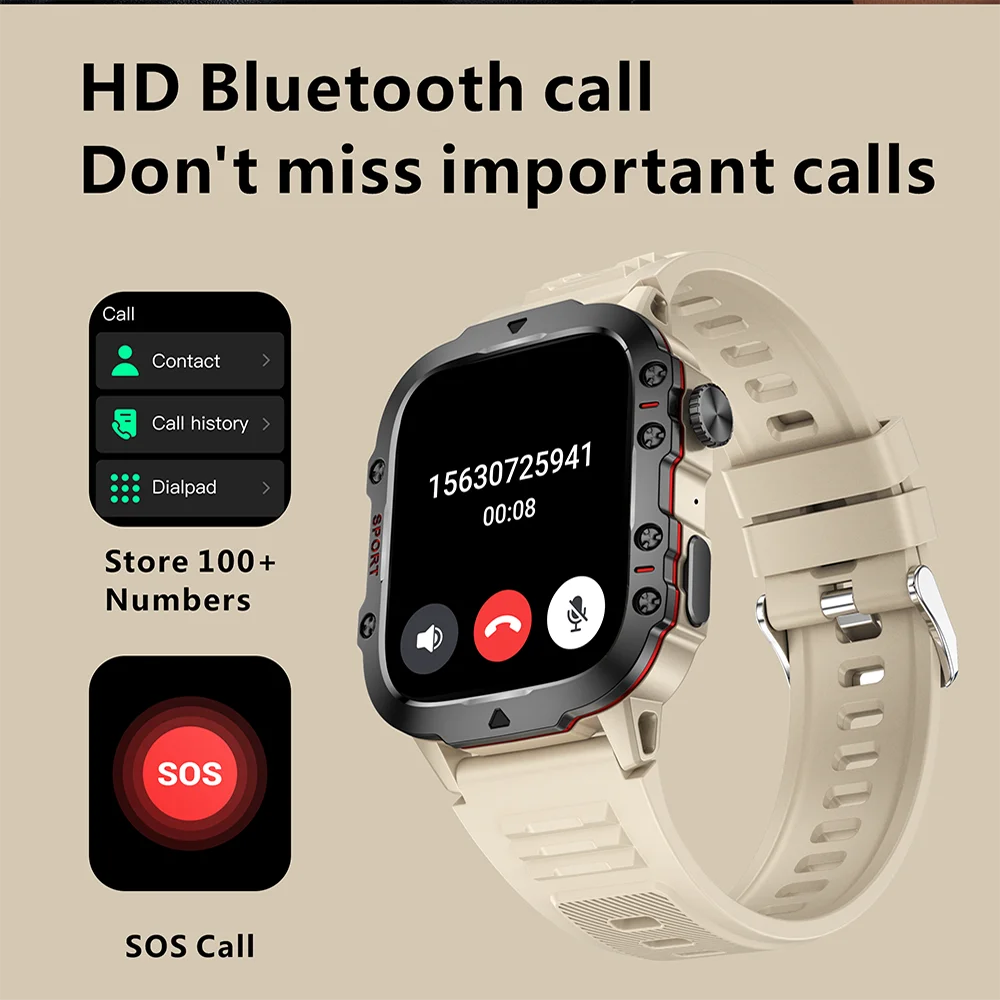 Military Men Smart Watch Bluetooth Call Fitness Clock Heart Monitor 3ATM Swim Waterproof Sport Smartwatch - MOBITECH  WATCH