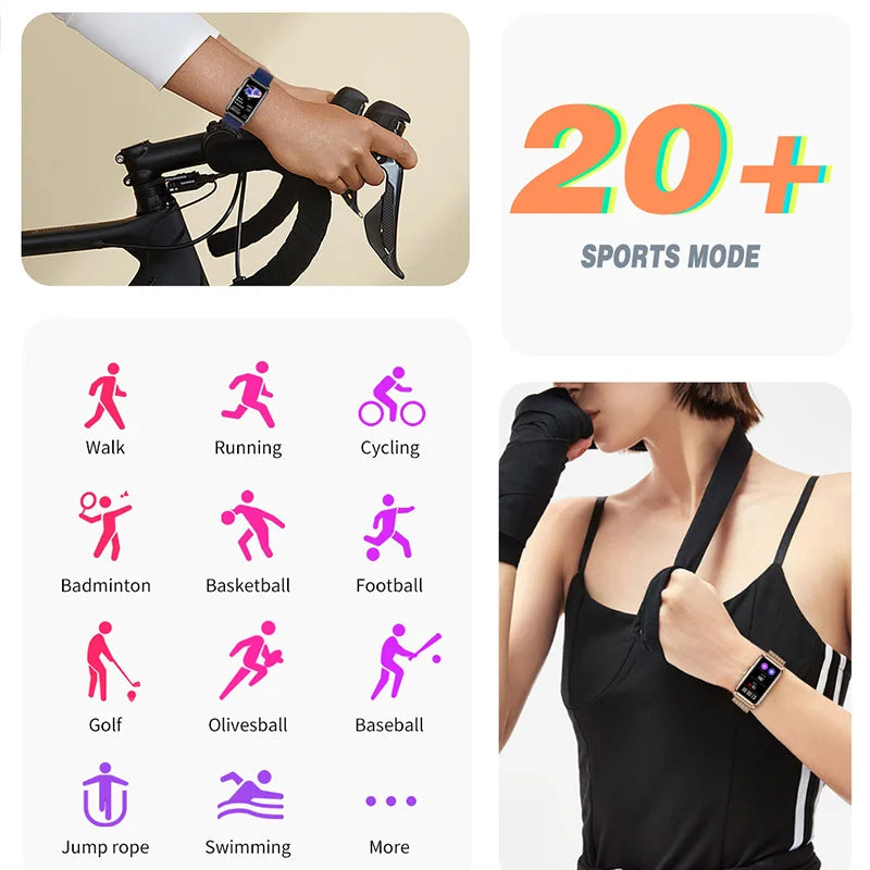 For Android IOS Smart Bracelet Women Smartwatch Men Heart Rate Blood Oxygen Waterproof Sport Smart Band Watch For Ladies +Gift - MOBITECH  WATCH
