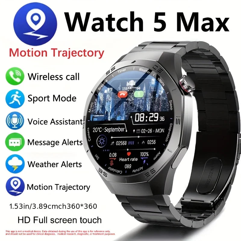 2025New For Android and ios Smart Watch Men AMOLED Screen GPS Motion trajectory Heart Rate Bluetooth Calls SmartWatch Waterproof - MOBITECH  WATCH