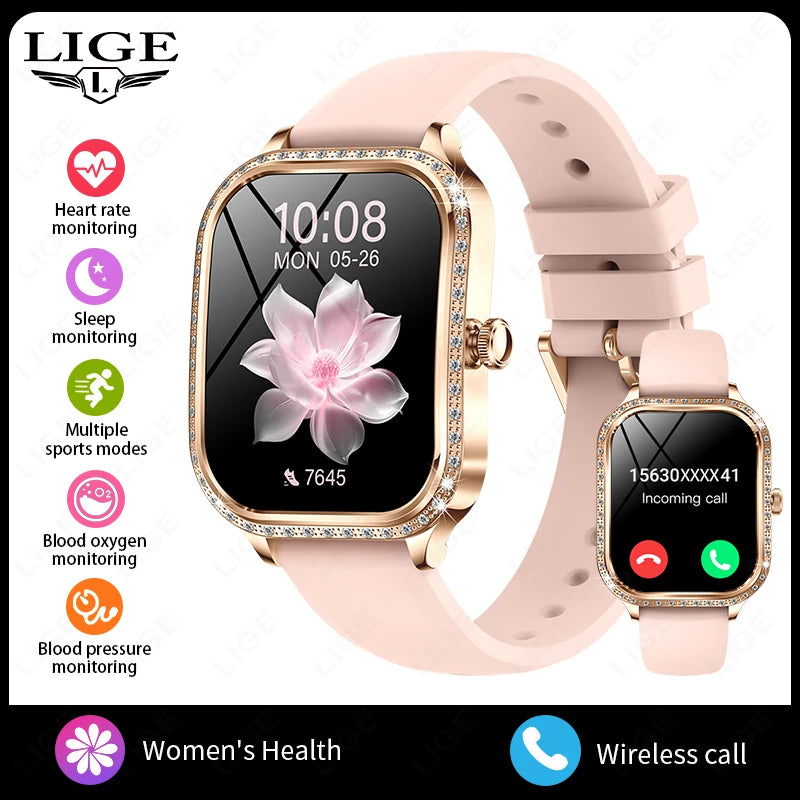 LIGE Smart Watch Women Waterproof Bluetooth Call Sports Fitness Heart Rate Monitor Smartwatch Mujer Digital Women's Smartwatches - MOBITECH  WATCH
