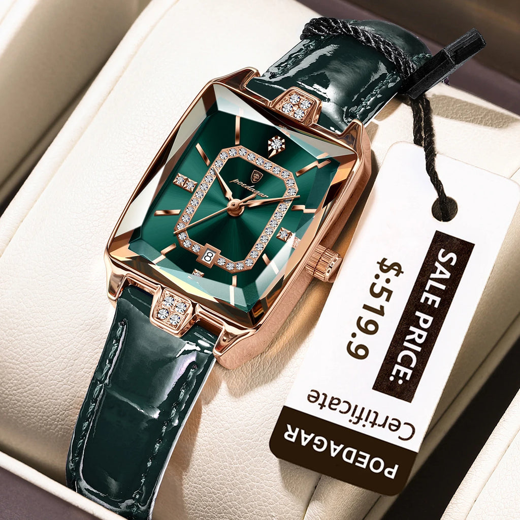 Luxury High Quality Women Wristwatch Waterproof Date Rectangle Watch For Woman Leather Quartz Women's Watches Reloj+Box - MOBITECH  WATCH