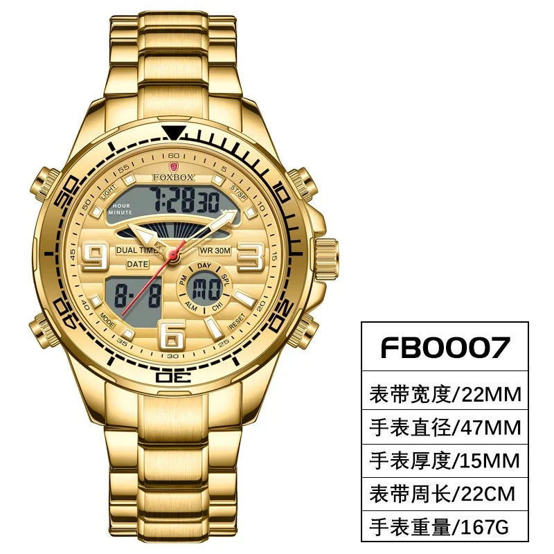 Foxbox Digital Mens Watches Top Luxury Sport Quartz Wristwatch For Men All Steel Military Waterproof Clock+Box - MOBITECH  WATCH