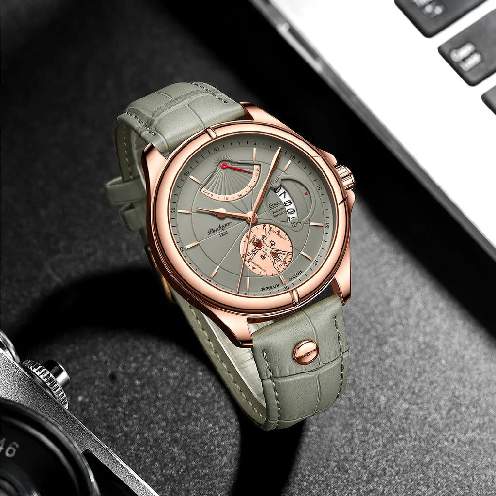 Luxury Business Men's Quartz Wristwatch Waterproof Luminous Date Leather Man Watch Fashion Watches For Men Reloj Hombre - MOBITECH  WATCH