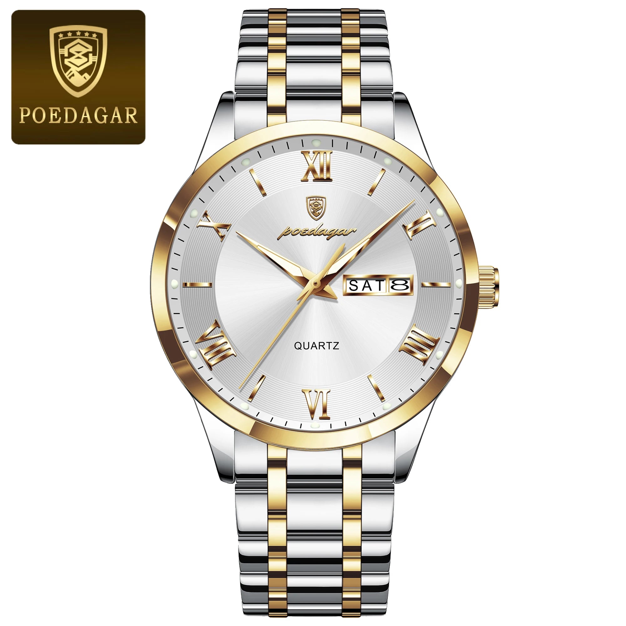 POEDAGAR Luxury Casual Watch For Man Date Week Waterproof Luminous Stainless Steel Men Watch Sport Quartz Men's Watches Male+Box - MOBITECH  WATCH