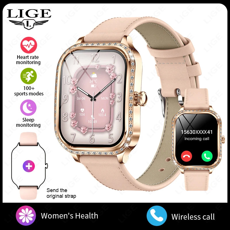 LIGE Smart Watch Women Waterproof Bluetooth Call Sports Fitness Heart Rate Monitor Smartwatch Mujer Digital Women's Smartwatches - MOBITECH  WATCH