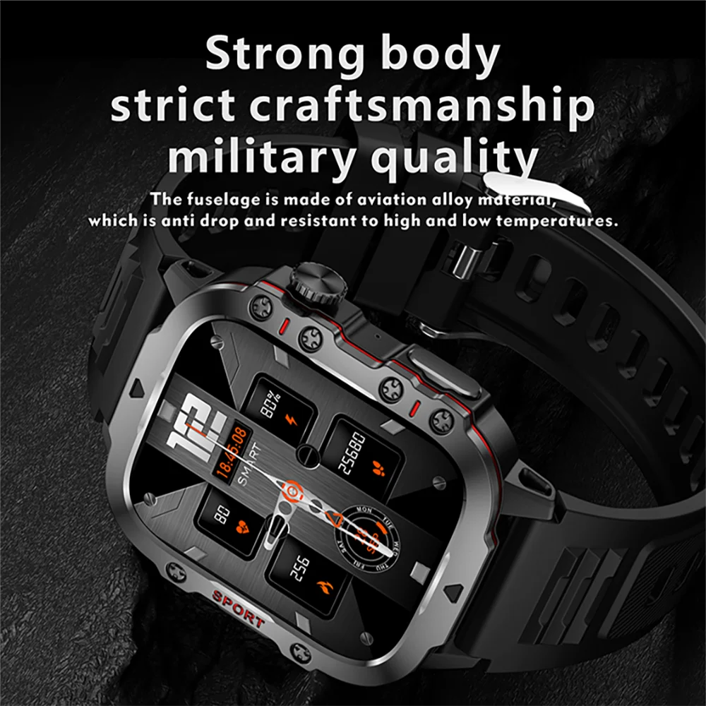 Military Men Smart Watch Bluetooth Call Fitness Clock Heart Monitor 3ATM Swim Waterproof Sport Smartwatch - MOBITECH  WATCH