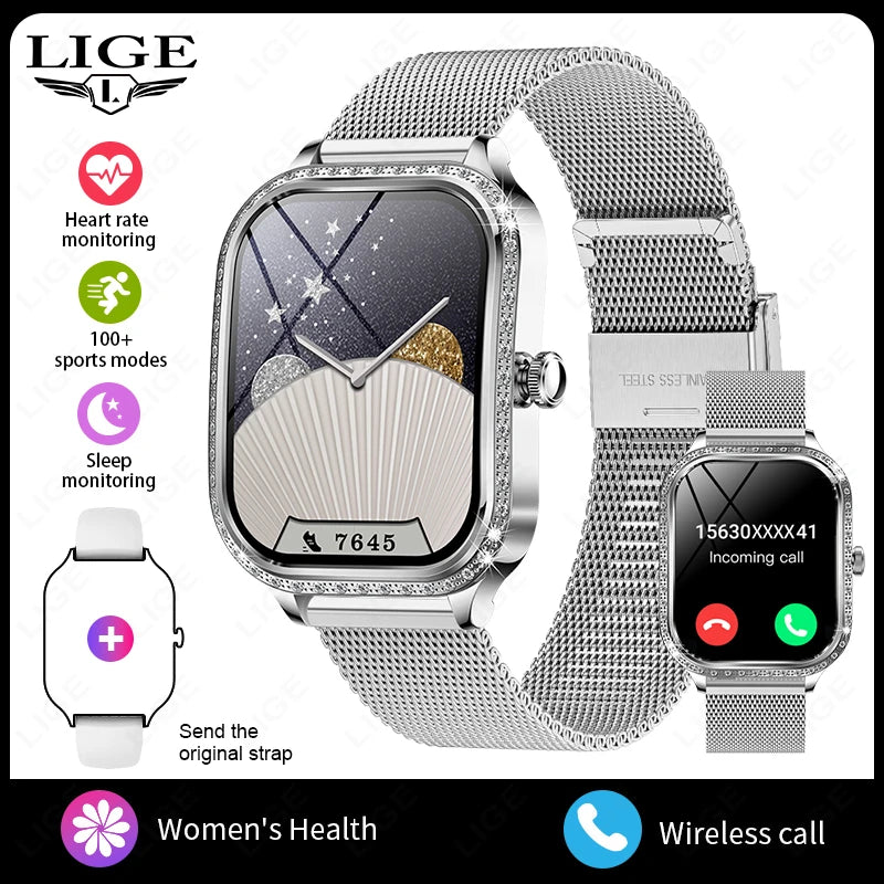 LIGE Smart Watch Women Waterproof Bluetooth Call Sports Fitness Heart Rate Monitor Smartwatch Mujer Digital Women's Smartwatches - MOBITECH  WATCH