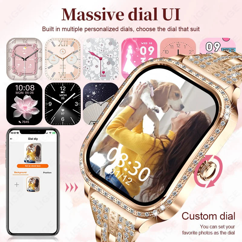 LIGE Smart Watch Women Waterproof Bluetooth Call Sports Fitness Heart Rate Monitor Smartwatch Mujer Digital Women's Smartwatches - MOBITECH  WATCH
