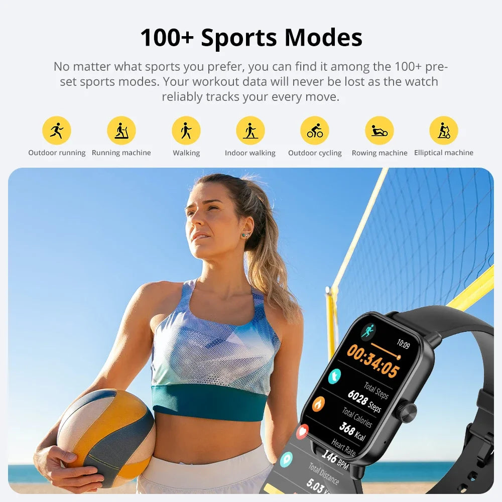 COLMI P81 Voice Calling Smart Watch Ultra 1.9 inch Screen 24H Health Monitor 100+ Sports Modes, Bluetooth Smartwatch Men Women - MOBITECH  WATCH