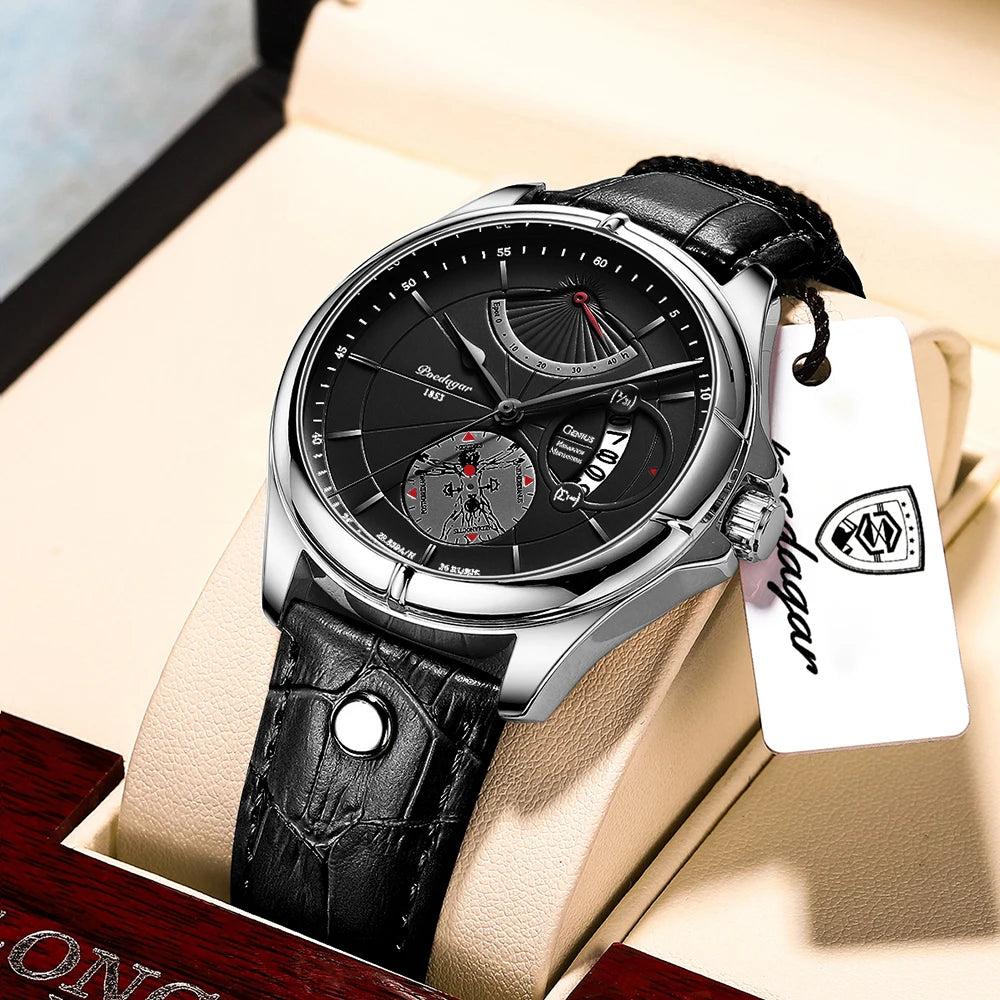 Luxury Business Men's Quartz Wristwatch Waterproof Luminous Date Leather Man Watch Fashion Watches For Men Reloj Hombre - MOBITECH  WATCH