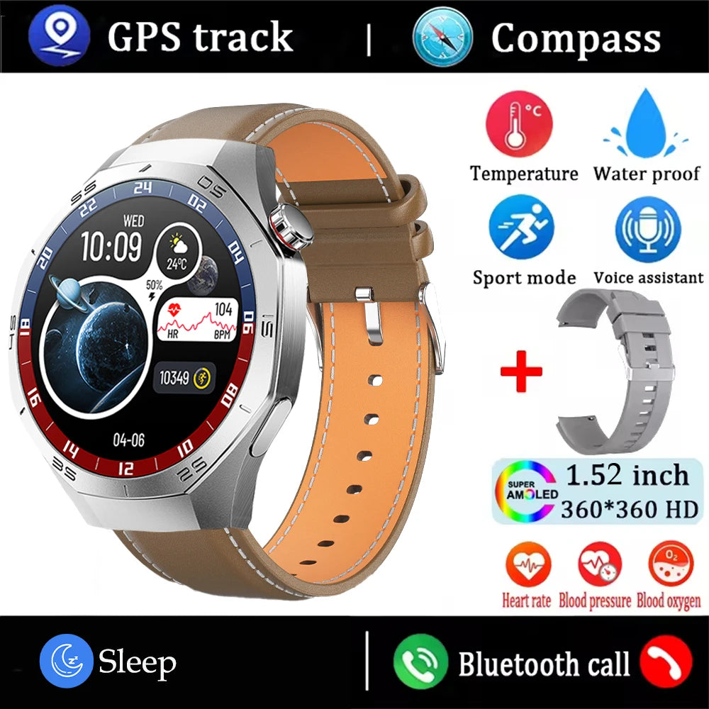 2025New For Android and ios Smart Watch Men AMOLED Screen GPS Motion trajectory Heart Rate Bluetooth Calls SmartWatch Waterproof - MOBITECH  WATCH