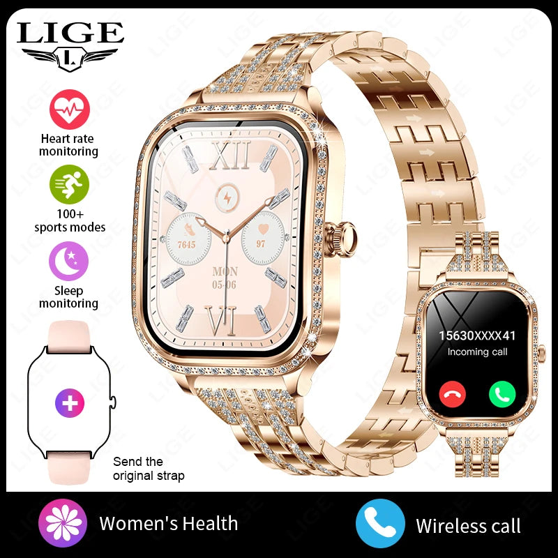 LIGE Smart Watch Women Waterproof Bluetooth Call Sports Fitness Heart Rate Monitor Smartwatch Mujer Digital Women's Smartwatches - MOBITECH  WATCH