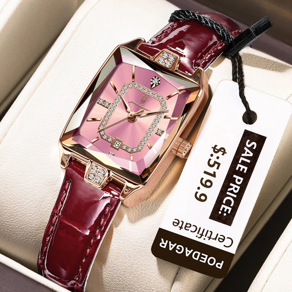 Luxury High Quality Women Wristwatch Waterproof Date Rectangle Watch For Woman Leather Quartz Women's Watches Reloj+Box - MOBITECH  WATCH