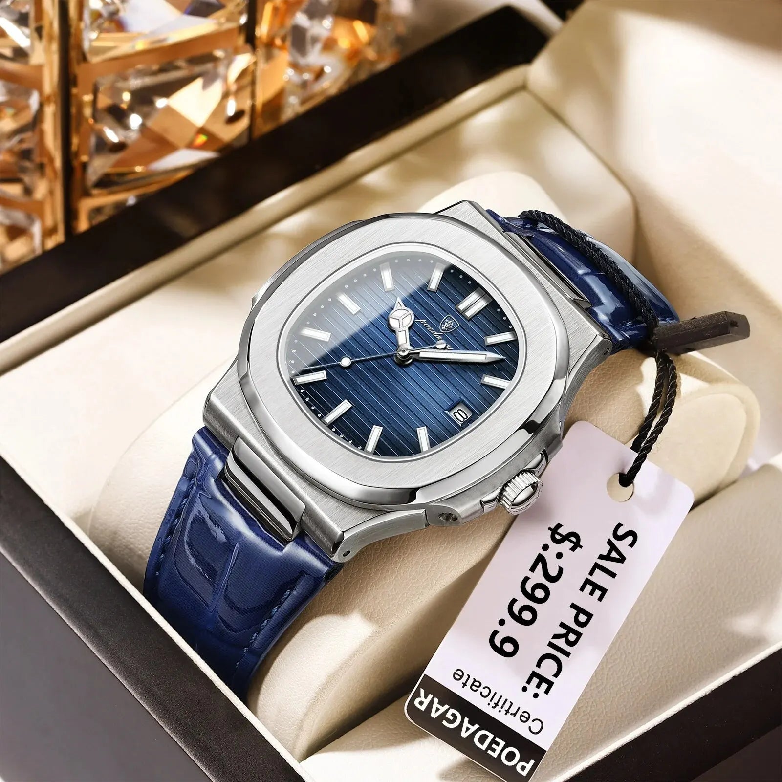 Top Luxury Square Man Watch Date Waterproof Luminous Men Wristwatch High Quality Leather Men's Quartz Watches - MOBITECH  WATCH