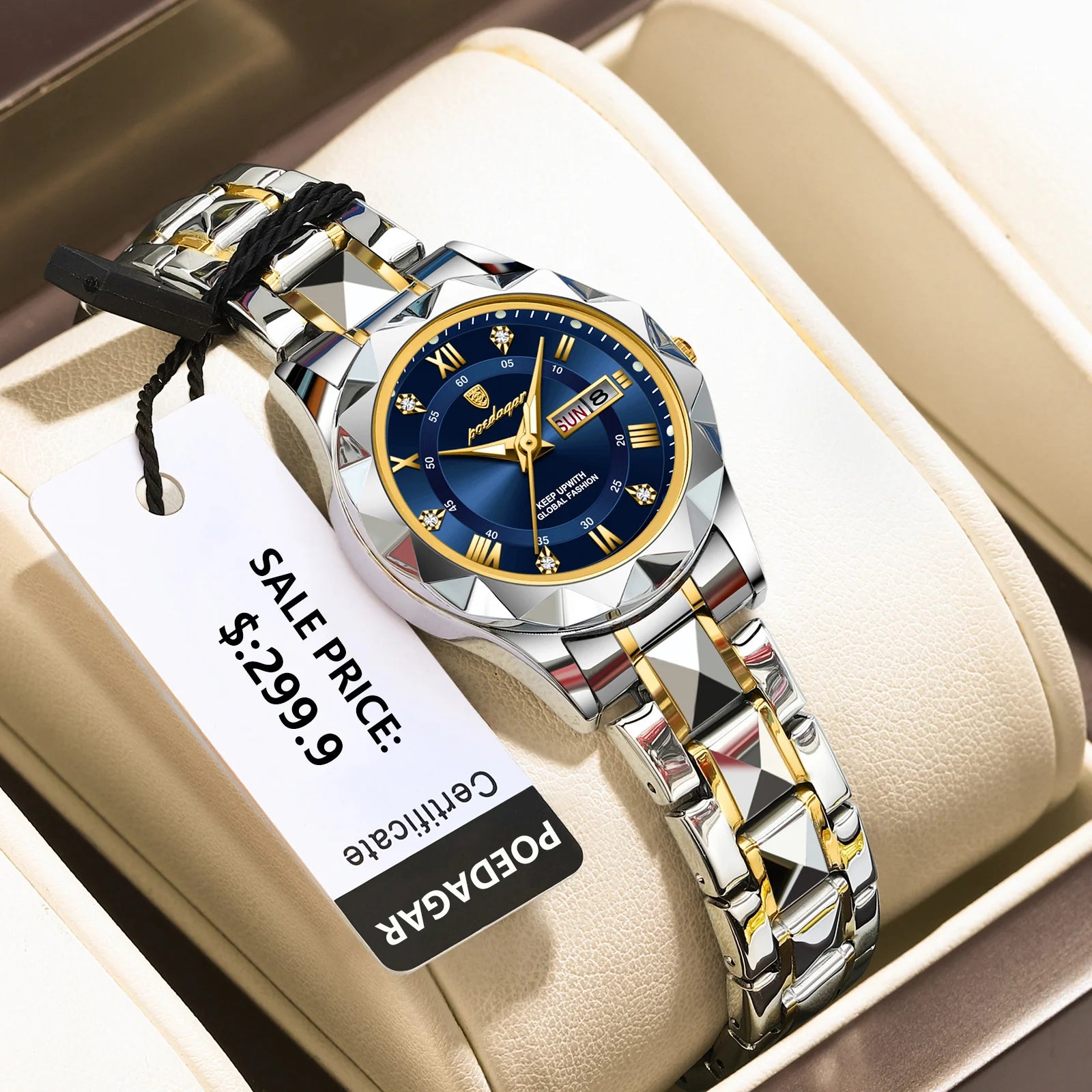 Luxury Ladies Dress Watch Luminous Waterproof Week Date Woman Wristwatch Stainless Steel Women Quartz Watches reloj+box - MOBITECH  WATCH