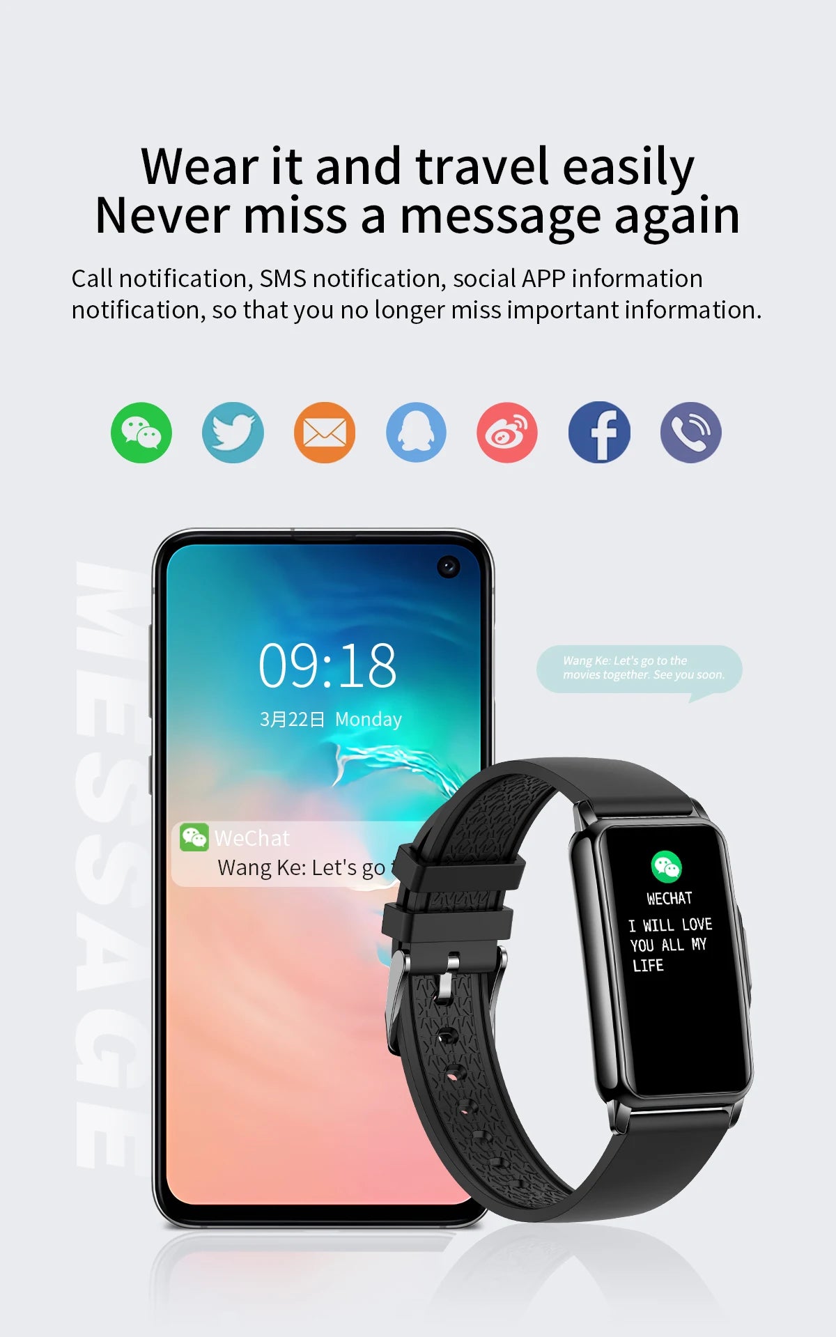 For Android IOS Smart Bracelet Women Smartwatch Men Heart Rate Blood Oxygen Waterproof Sport Smart Band Watch For Ladies +Gift - MOBITECH  WATCH