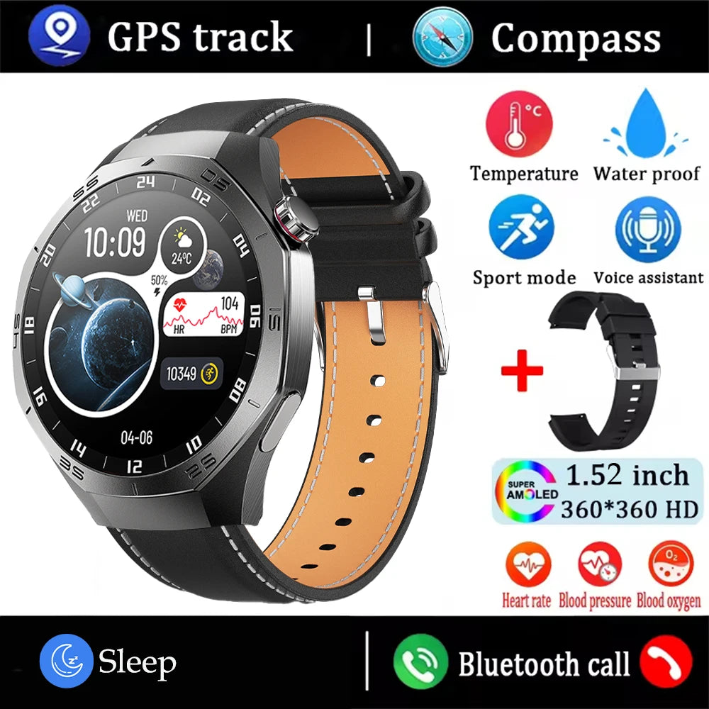 2025New For Android and ios Smart Watch Men AMOLED Screen GPS Motion trajectory Heart Rate Bluetooth Calls SmartWatch Waterproof - MOBITECH  WATCH