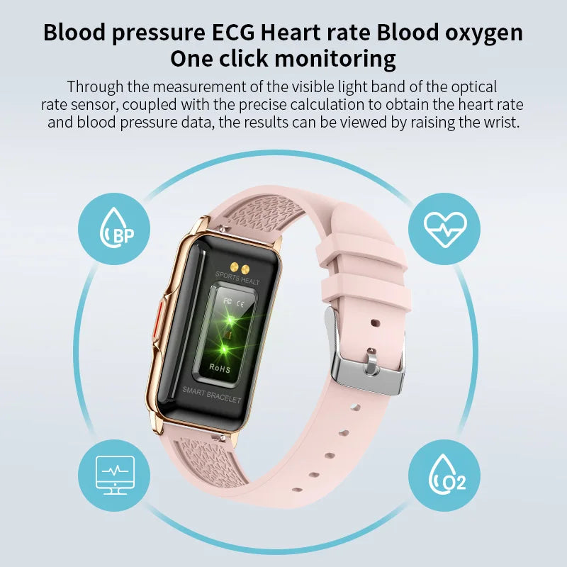 For Android IOS Smart Bracelet Women Smartwatch Men Heart Rate Blood Oxygen Waterproof Sport Smart Band Watch For Ladies +Gift - MOBITECH  WATCH